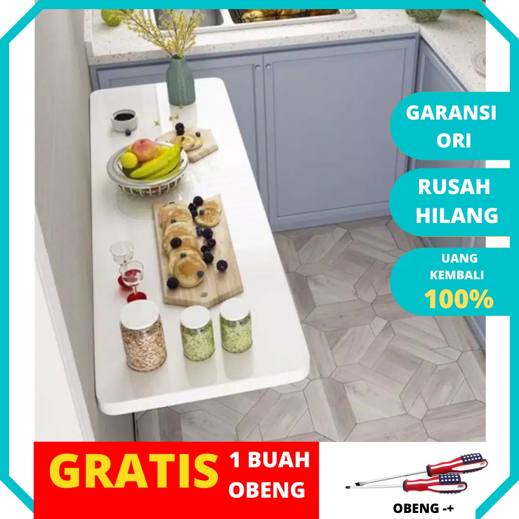 MEJA LIPAT TEMPAT MAKAN BUMBU DAPUR BELAJAR LAPTOP PORTABLE KERJA RAK DEKORASI DINDING MINIMALIS