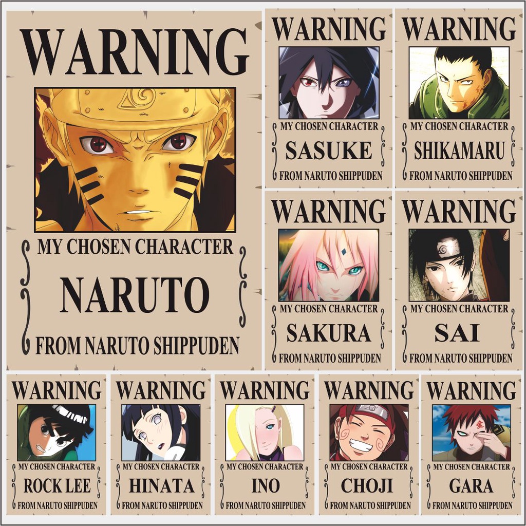Poster Warning Anime Naruto Poster Naruto ISI 14 Poster A3+/A4 Termurah