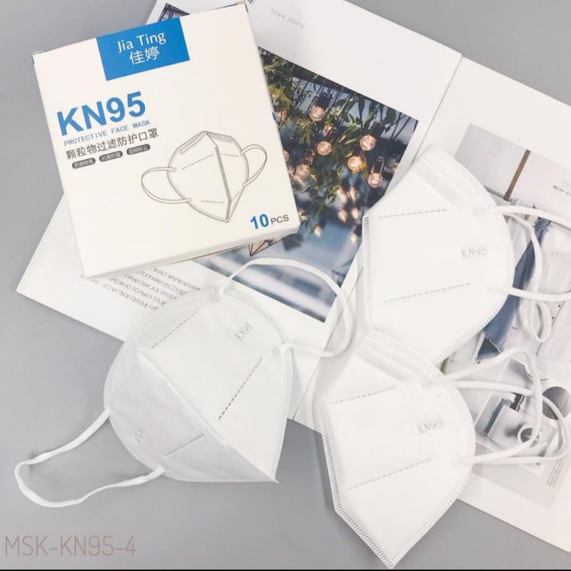 masker kn95 dan kf94 hitam/pth 4ply 5ply earloop isi 10pcs