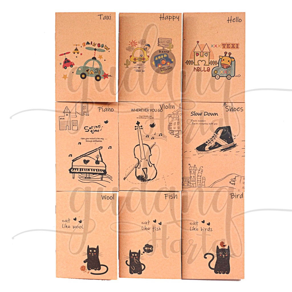 Notebook Mini Vintage Cat Music Taxi Buku Tulis Catatan DIY Scrapbook GH 308323