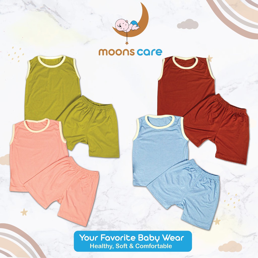 SML MOONS STELAN OBLONG KUTUNG POLOS MOONS stelan baju KUTUNG bayi stelan oblong Baju bayi Lucu Ste