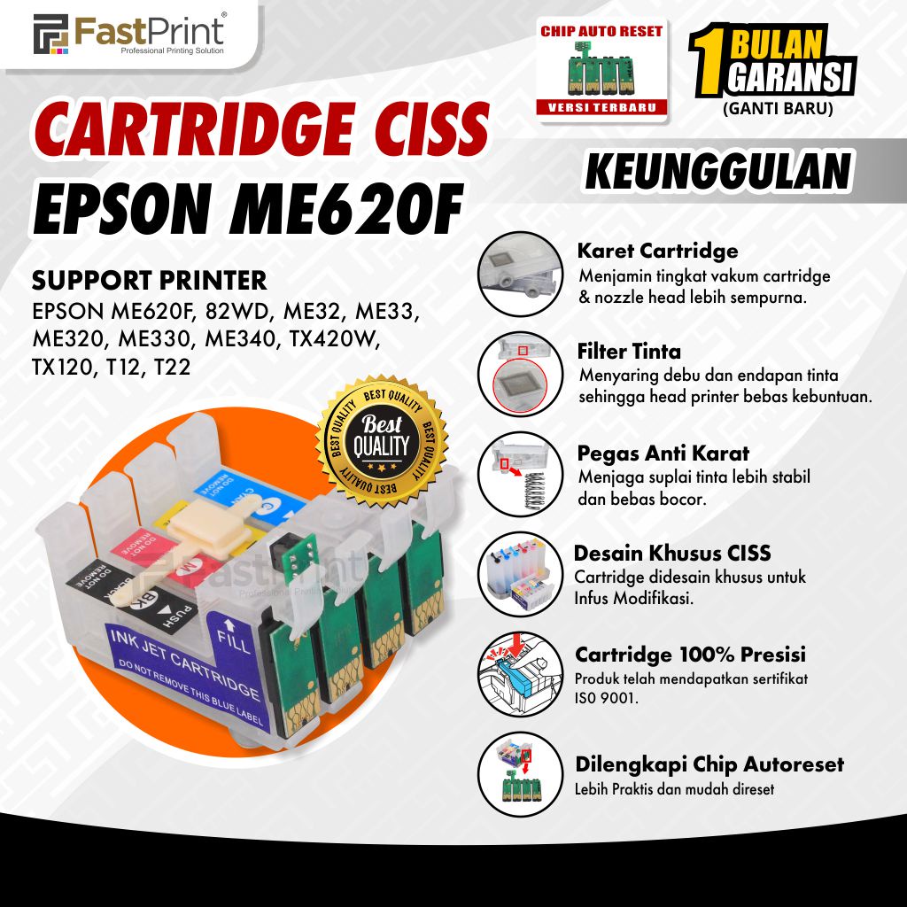 Cartridge CISS T141 T143 Epson Office ME32 ME620F ME320 ME82WD ME340 TX420W TX120 T22 T12