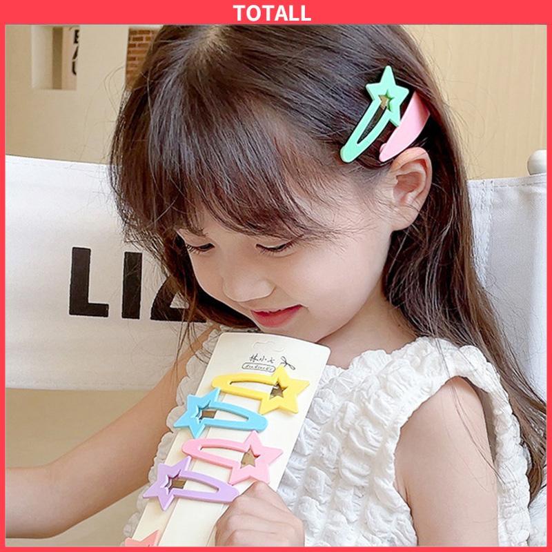 COD 6 PCS Sederhana Temperamen Jepit Rambut Gadis Sisi Poni Jepit Rambut Rusak Rambut Permen Klip Warna-Totall
