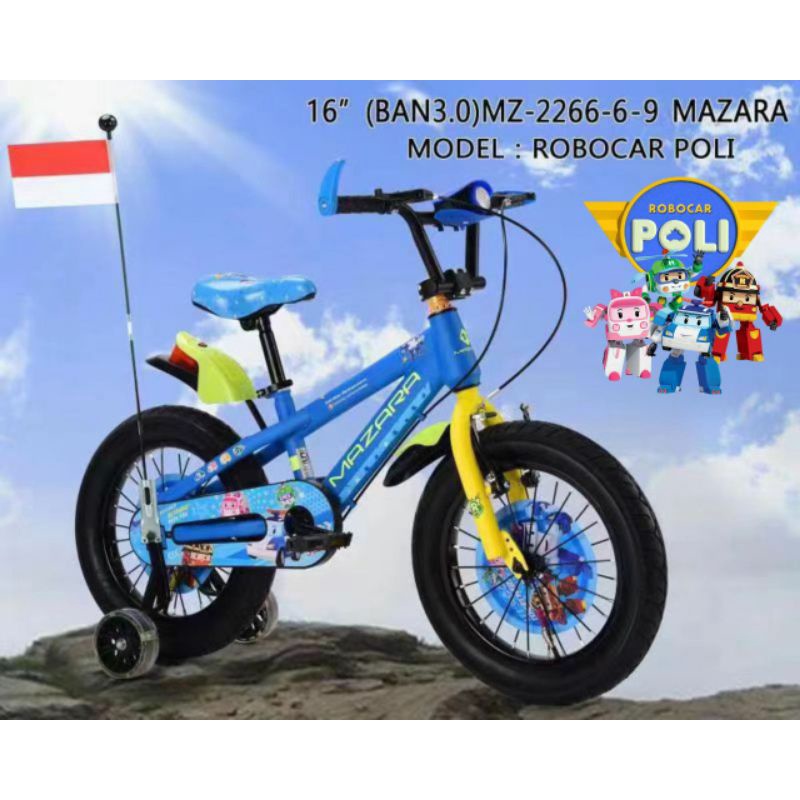 Sepeda BMX 16 inch Merk Mazara 2266-6-9 Robocar Poli