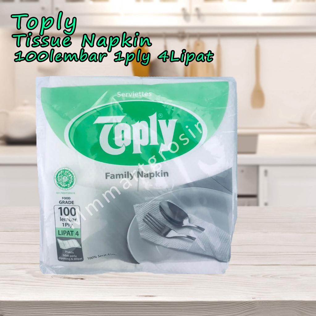 Toply / Tissue Napkin / Tissue Serbaguna / 100lembar 1ply 4Lipat