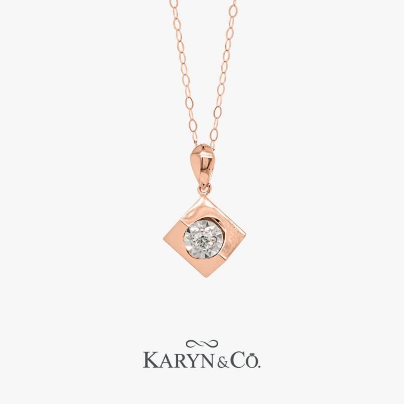kalung koye berlian wanita model solitaire kotak dancing full rosegold