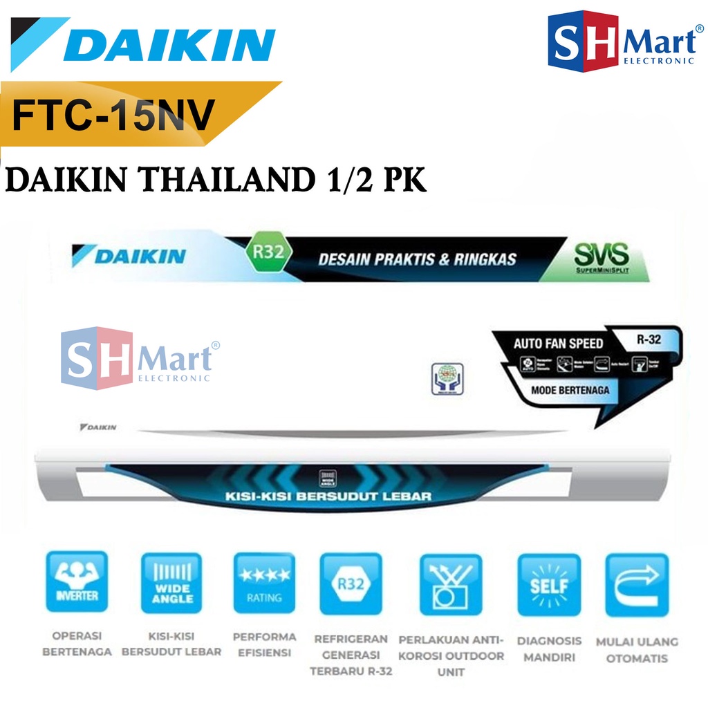 AC 1/2 PK DAIKIN THAILAND FTC-15NV / FTC15NV / 15NV GARANSI RESMI (MEDAN)