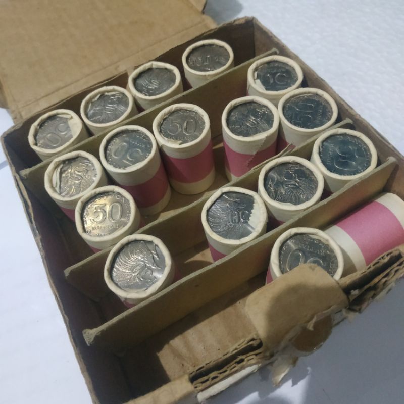 Roll uang kuno 50 rupiah cendrawasih tahun 1971 rp.50 rp 50 nikel rp50 roll 50 100 200 500 1000