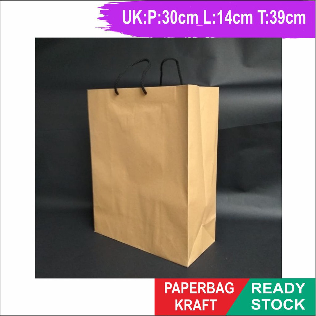 

Paper Bag Polos Tas Kertas Polos Kraft Cokelat Uk P30cm L14cm T39cm. 150gr