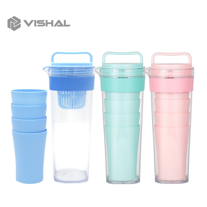 VISHAL Teko Air Panas Dan Dingin Set Dengan Cangkir Plastik Teko Pitcher Water Water Jug Infused VS