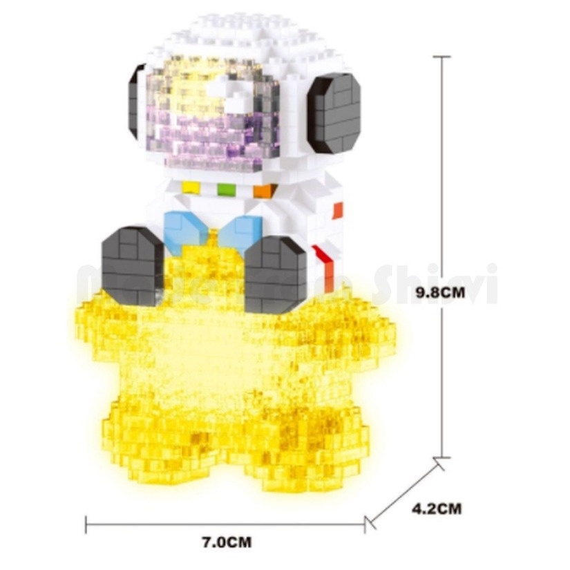 (300-400Pcs) Mainan Balok Bangunan Roket Astronot Mini Micro Dengan Lampu Untuk Hadiah Anak