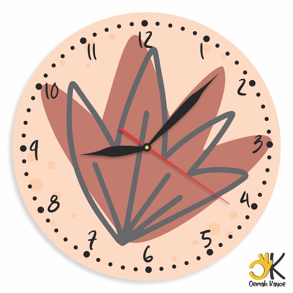JAM DINDING UNIK AESTHETIC SHABBY CHIC WALL CLOCK RUMAH KAYU BOHO ESTETIK RETRO-SALMON TWP LEAF