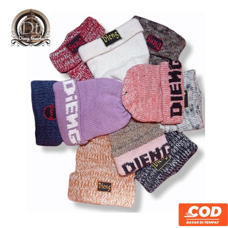 Kupluk Beanie Hat Rajut Dieng Tebal Hangat Topi Lipat Wol Pria dan Wanita Murah