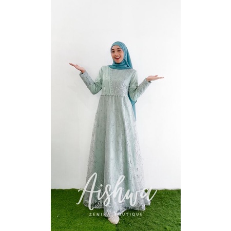 AISHWA Baju Pesta / Tulle Bordir / Gaun Pengantin / Prewedding / Wisuda / Bridesmaids