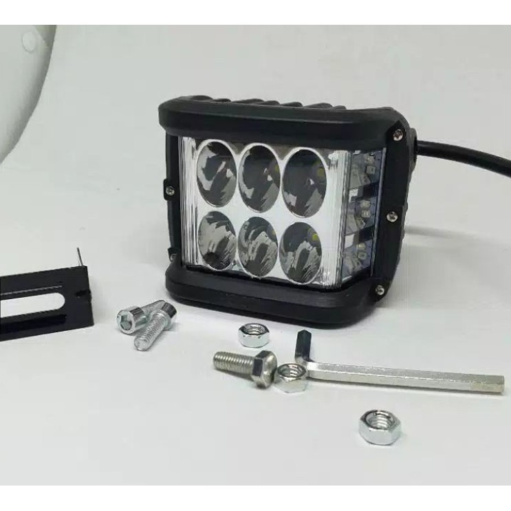 Lampu Tembak Sorot LED CWL 6 Mata Plus LED Samping Kedip Flash