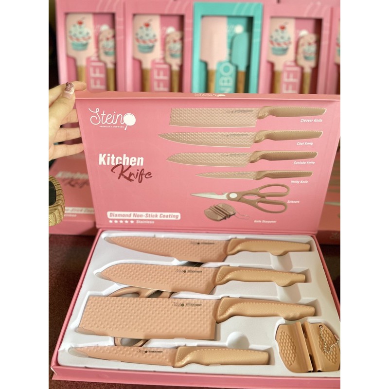 Stein Patent Diamond Knives  6 in 1 Stainless Steel knives set pisau steincookware keramik pisauset