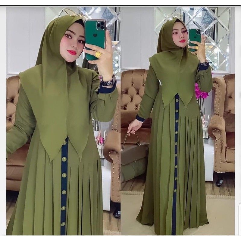 [Fashion Muslim] Gamis ELIZA dress lemonskin variasi kancing