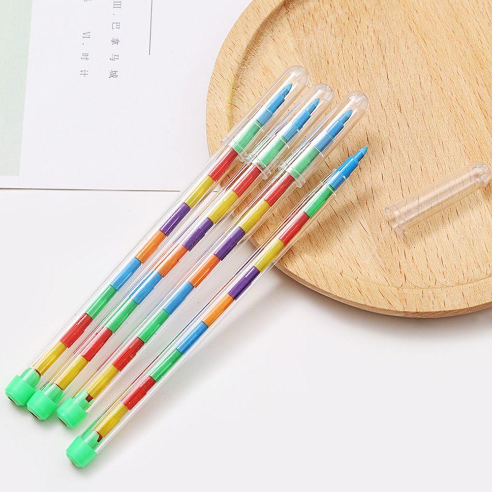 【 ELEGANT 】 Crayon Lucu Perlengkapan Kantor Sekolah Gambar Siswa Pen Stacker Minyak Pastel Tergantikan Pensil Anak