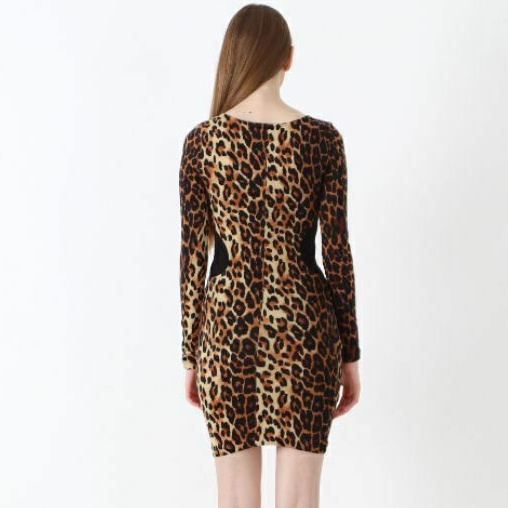 PARTY DRESS BODYCON LEOPARD BRANDED EXPORT TERMURAH