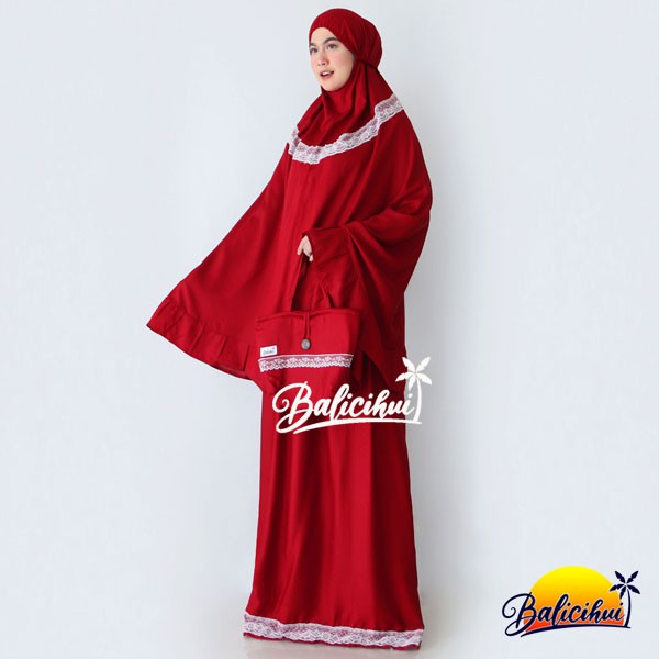 Balicihui Mukena Yasmina Maroon Polos Mukena Bali Dewasa Jumbo