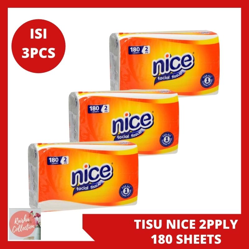 PAKET ISI TIGA (3PCS) TISSUE NICE FACIAL 180 SHEET 2PLY HARGA MURAH