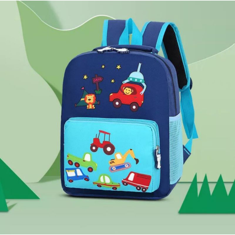 Tas ransel sekolah anak laki-laki dan perempuan PAUD TK SD motif CAR