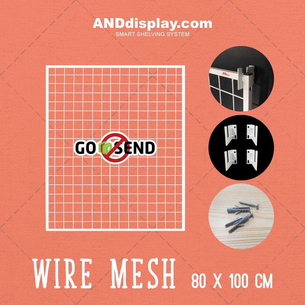 WIREMESH 80x100CM + H5 WALL PUTIH KAWAT RAM DINDING WIRE GRID