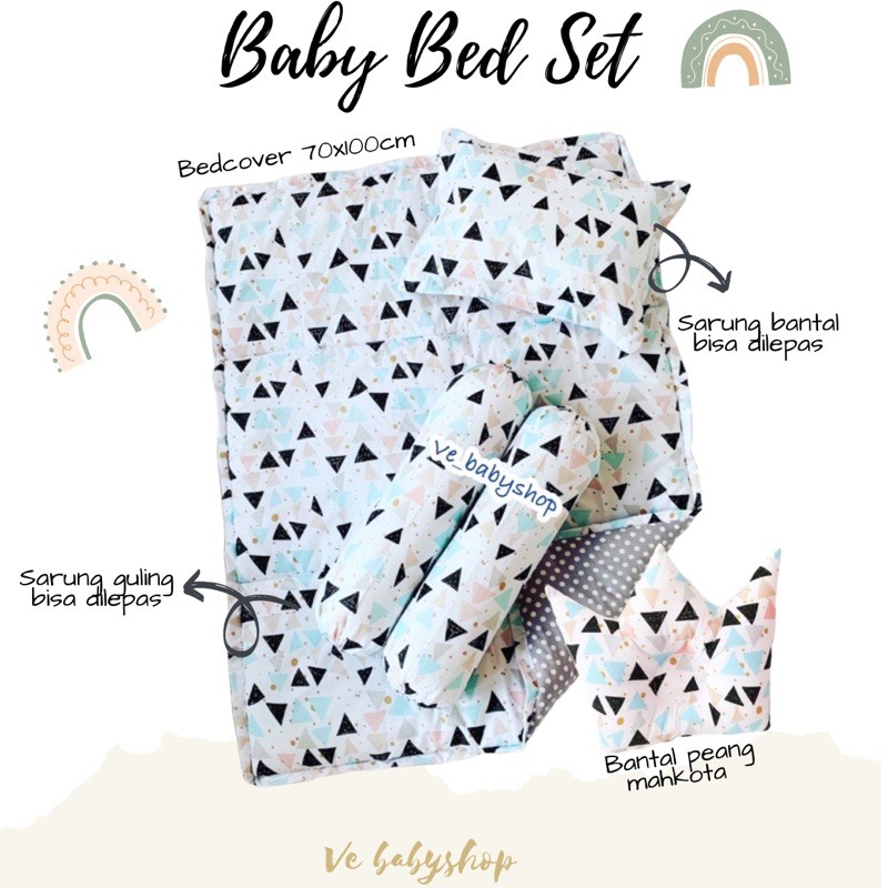 Bedcover Baby Bedding Set Lengkap Selimut Bayi Bantal Crown Guling Alas Tidur Bantal Bayi