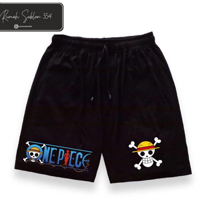 cek deskripsi gambar bisa custom celana ONE PIECE logo boxer pendek ANIME ONEPIECE / pria wanita dew