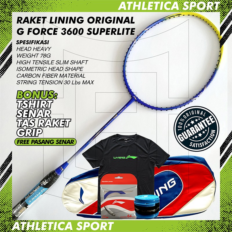 RAKET BADMINTON LINING GFORCE 3600 SUPERLITE ORIGINAL BLUE