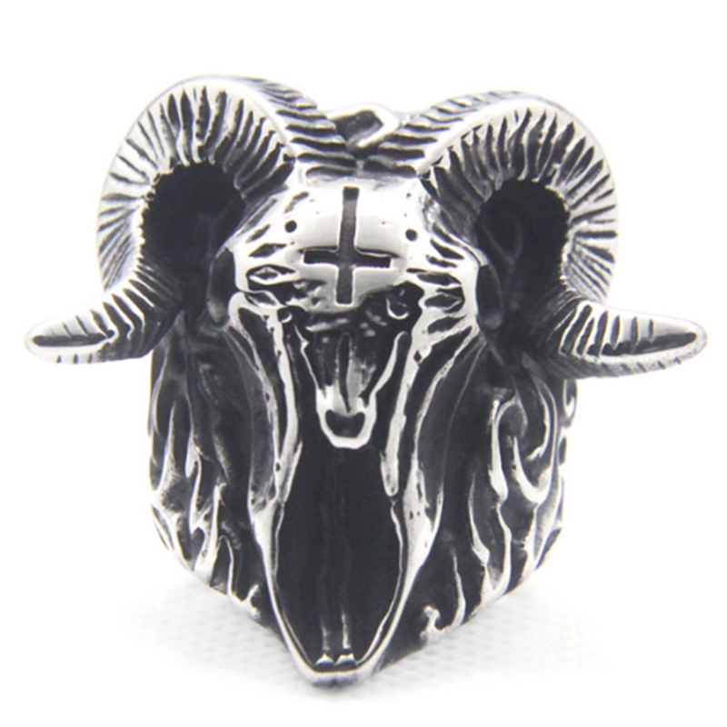 SEUSUK  Cincin Bentuk Kepala Tengkorak Bahan Stainless Steel 316L Warna Silver untuk Pria / Wanita