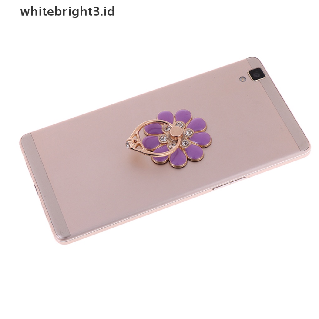 (whitebright3.id) Ring stand holder Hp / smartphone Bentuk Bunga Bahan metal