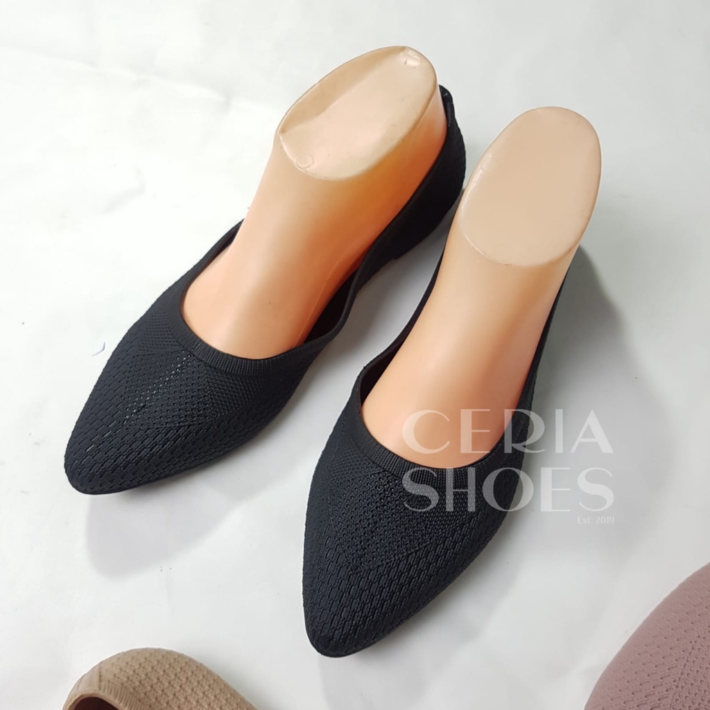 Sepatu Flatshoes Wanita Jelly Karet BALANCE Motif Polos Bahan Empuk Elastis ULIR02