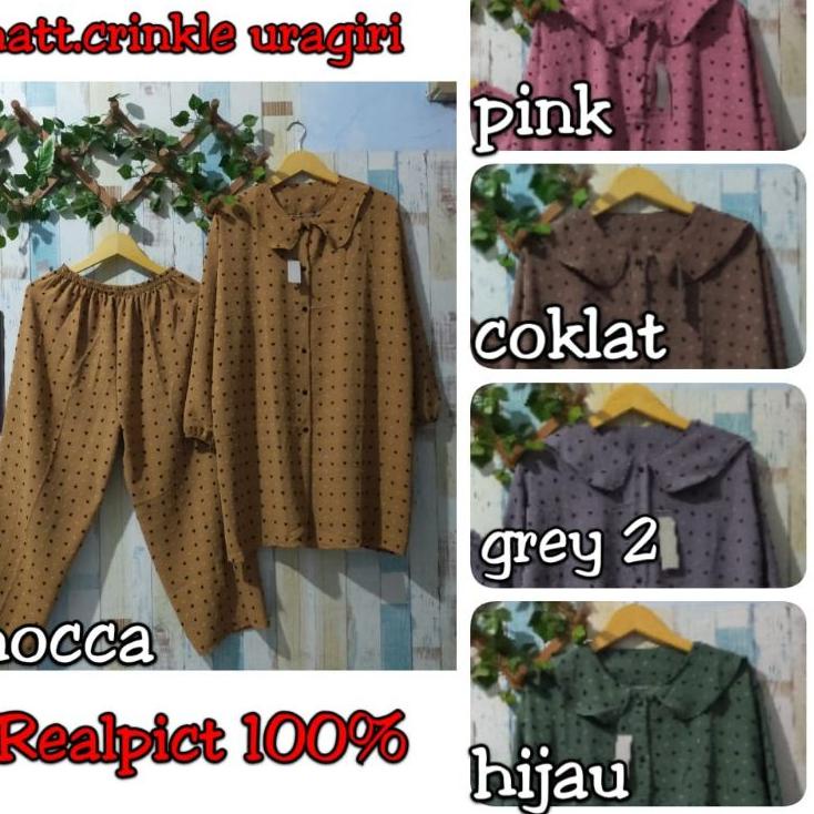Sudah READY.. LD 120 SETELAN TUNIK RUBIAH JUMBO/SETCEL TUNIK CRINKLE AIRFLOW URAGIRI JUMBO/SETCEL TU