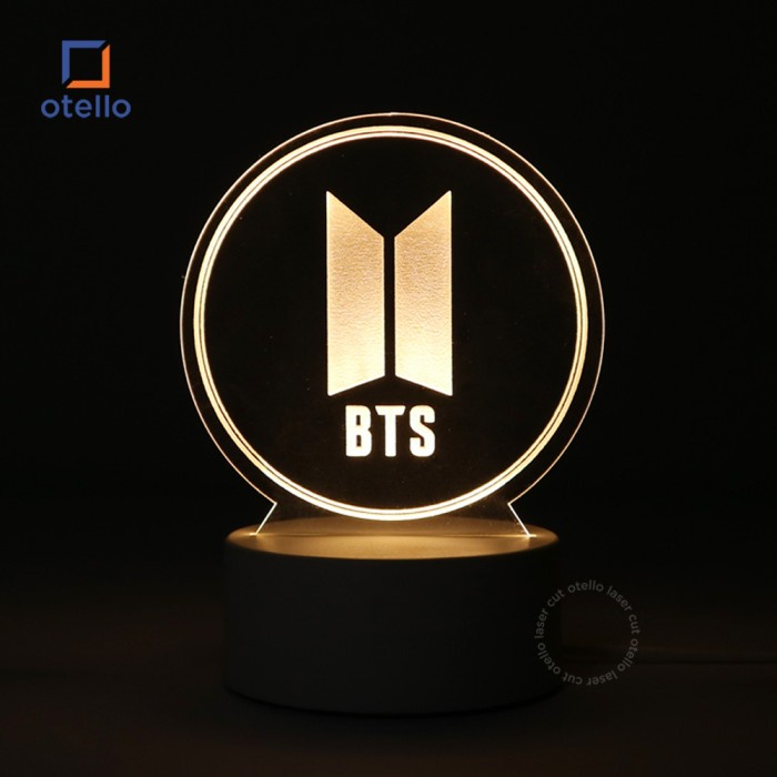 Acrylic Night Lamp BTS Logo | Lampu Tidur LED Hias Akrilik Kpop Army Hadiah Dekorasi Kpop Fan Merch