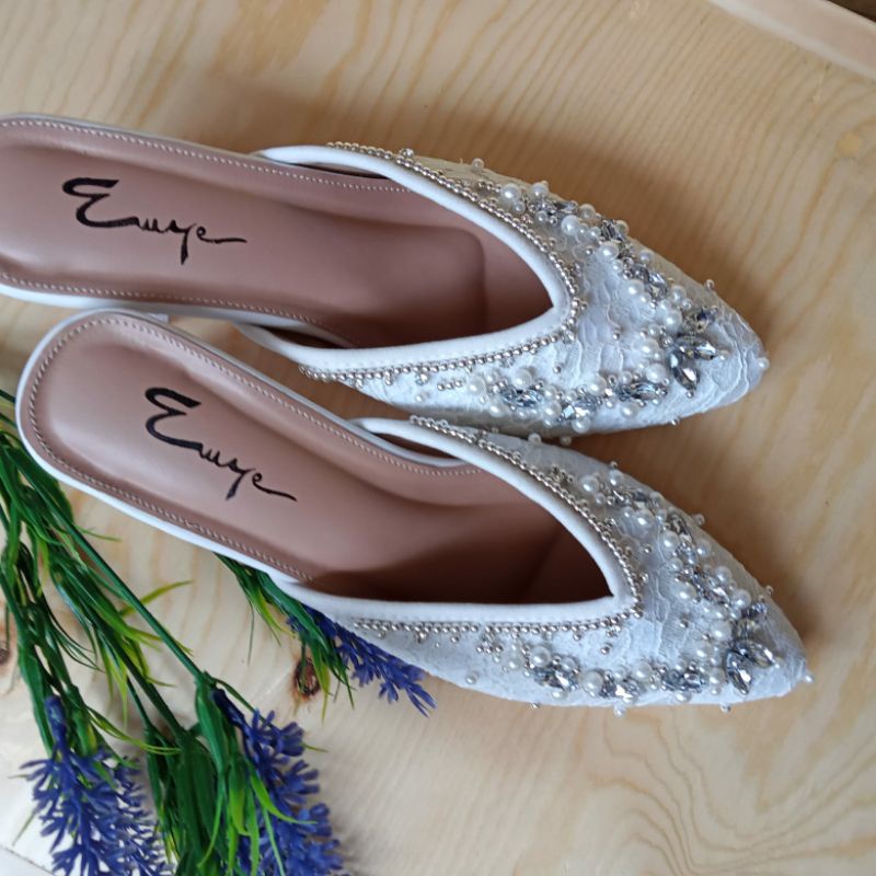 JI_SOO | Eksklusif sepatu wanita wedding lamaran kondangan shoes hak tahu  pengantin-White