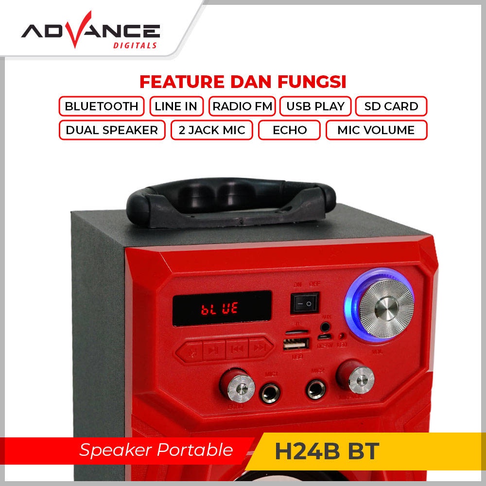【READY STOCK】 Advance H-24B BT Speaker Bluetooth Portable FM Radio USB SD Memory LED DISPLAY Travel with aux mic buat karaoke，H-24B BT Bluetooth Speaker Advance FM Radio USB SD Memory H24B Travel