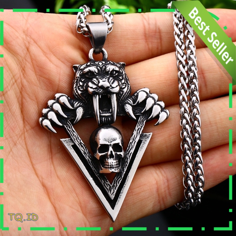 KALUNG PRIA CAKAR SINGA BERTARING DENGAN KEPALA TENGKORAK