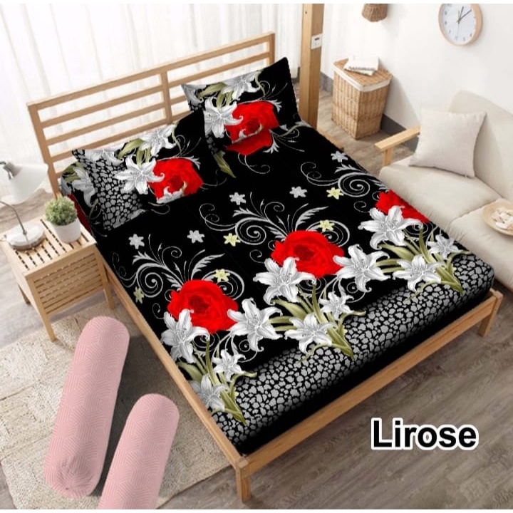 SPREI SET MOTIF BUNGA PINK SHIVA UKURAN 180X200 NO.1 ANTI LUNTUR BERIKUT SARUNG BANTAL &amp; SARUNG GULING