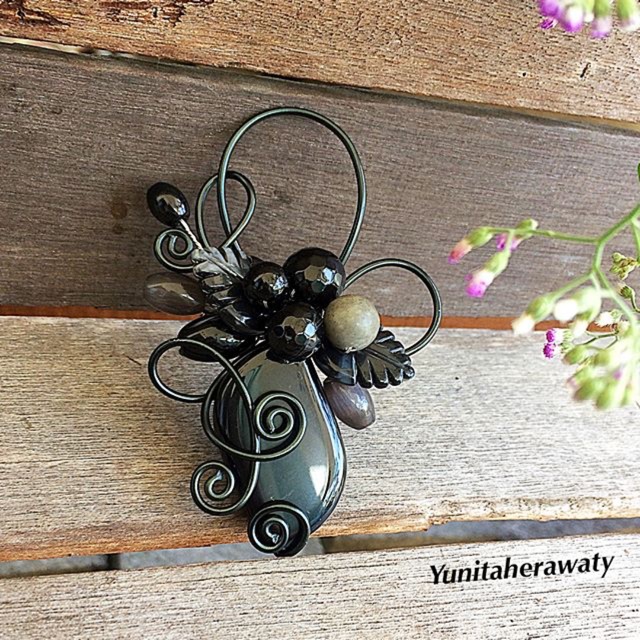 Bros bunga batu agate HandMade