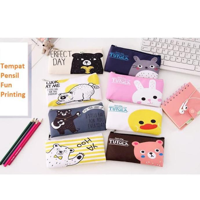 

Tp0056 Tempat Pensil Fun Printing 8 Design Pencil Case - Tp Tutula Brown