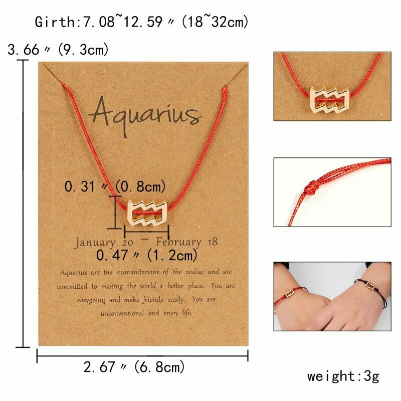 2pcs / set Gelang Tali Kepang 12 Rasi Bintang Warna Merah / Hitam Untuk Pasangan
