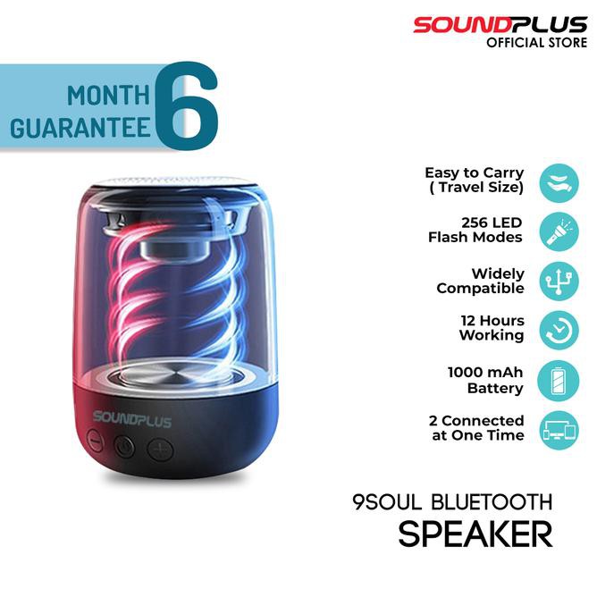 Soundplus 9Soul - Speaker Bluetooth Led 5W / Portable Speaker - Hitam