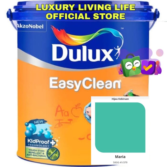 PERTUKANGAN CAT & PERLENGKAPAN DULUX EASY CLEAN MARIA 20L PAIL TINTING CSS WARNA HIJAU TOSCA