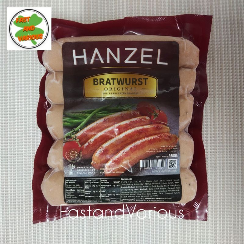 

Hanzel Original Bratwurst/Sosis Sapi dan Ayam Original isi 5