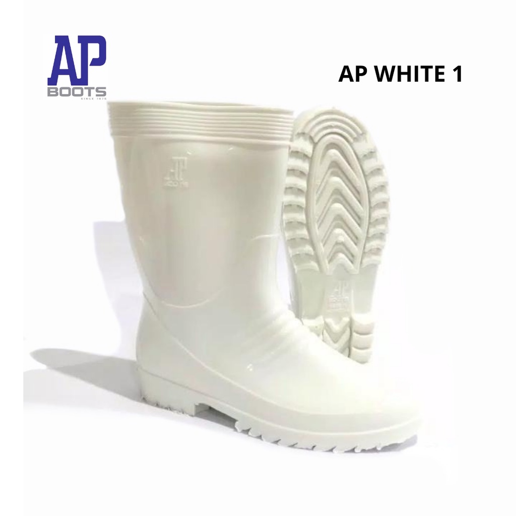 AP BOOTS PUTIH 1 - AP BLACK I 25-28 -AP WHITE 1 - SEPATU BOOT PENDEK KARET - SEPATU BOOT KARET PENDEK PUTIH - FANZ STORE