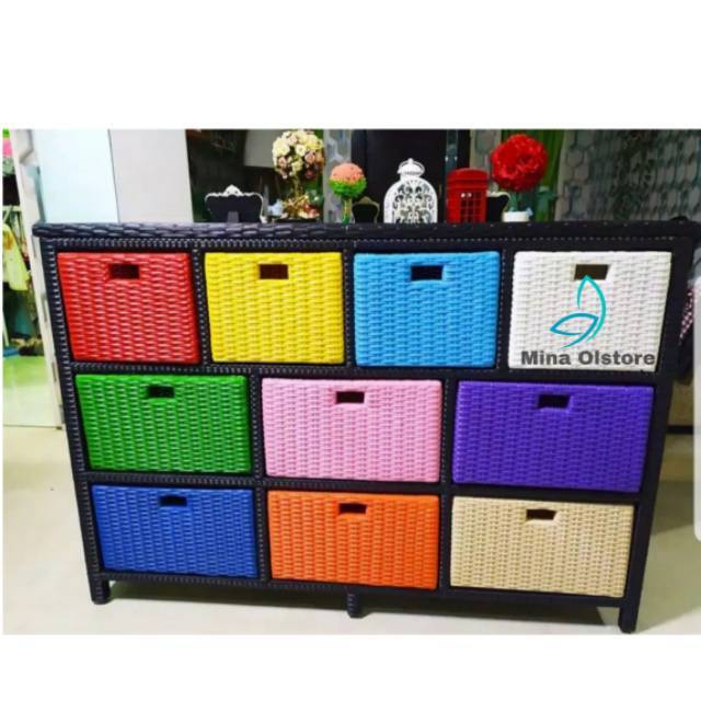 Lemari Laci 10 rotan sintetis