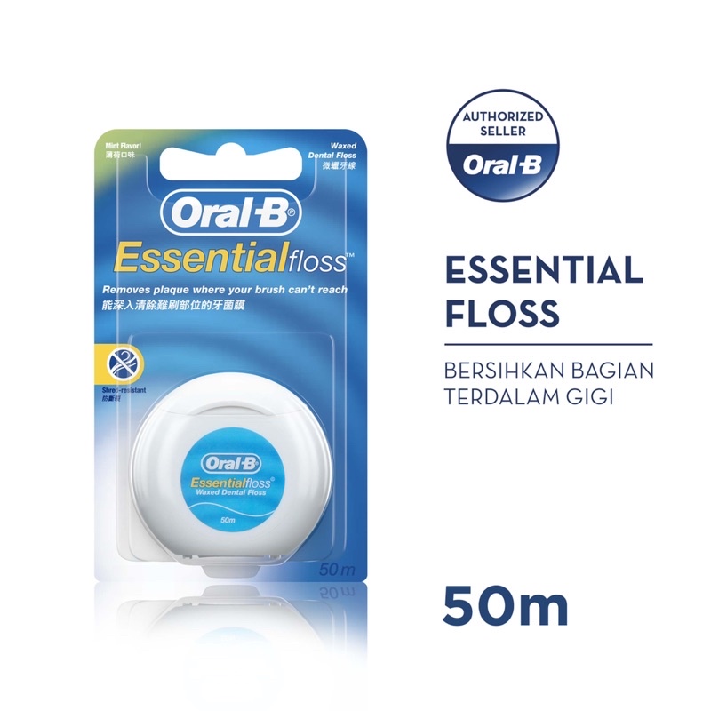 Dental floss Oral-B / Oral B waxed roll 50m rasa Mint original / benang gigi wax