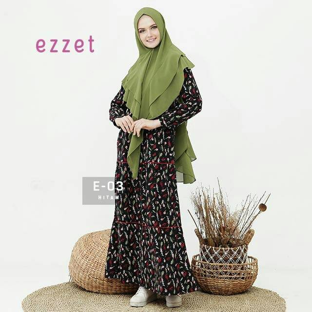 GAMIS SYARI PEREMPUAN / EZZET E-03 UKHTI  ORI / WARNA HITAM