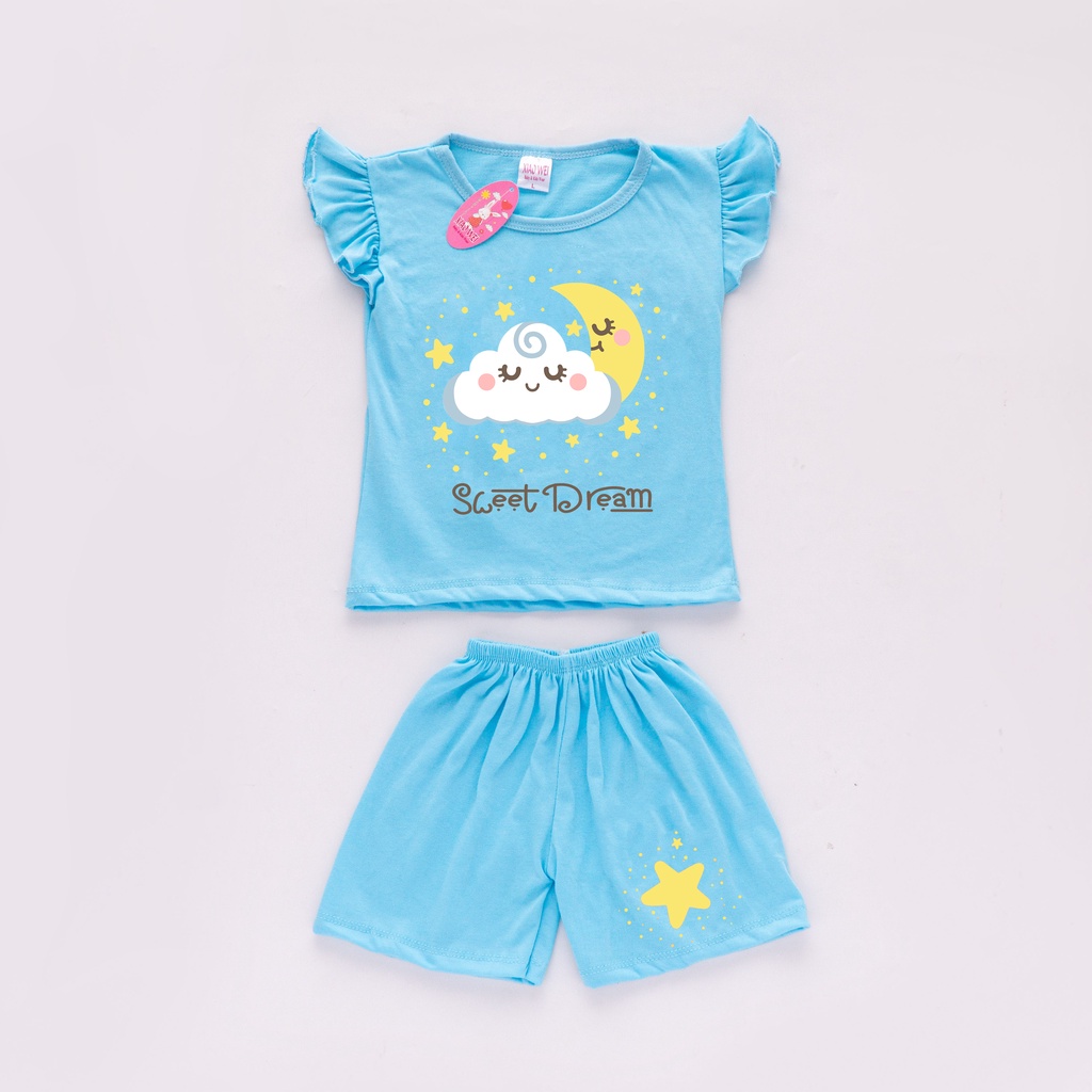 ( ISI 4 SETEL)  Setelan Anak Perempuan Ruffle Sweet Dreams/ Setelan Bayi Perempuan / Baju Anak anak perempuan / Baju Bayi 0 6 bulan/ Baju Anak Perempuan/ Pakaian Anak Bayi Perempuan 0 - 4 Tahun